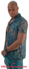 Gregg Splash Side Zip Shirt - Medium - Clearance-Gregg Homme-ABC Underwear