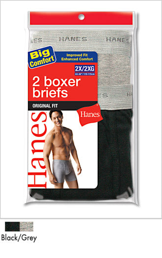 Hanes 2XL Boxer Briefs 2 Pack -Black/Grey