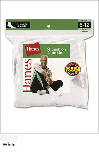 Hanes Full Cushion Ankle Socks 3 Pack
