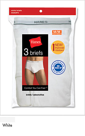 Hanes Underwear Men's White Briefs 3 Pack-hanes-ABC Underwear