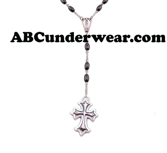 Hematite Rosary Cross Necklace