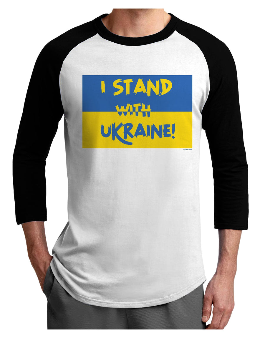 I stand with Ukraine Flag Adult Raglan Shirt