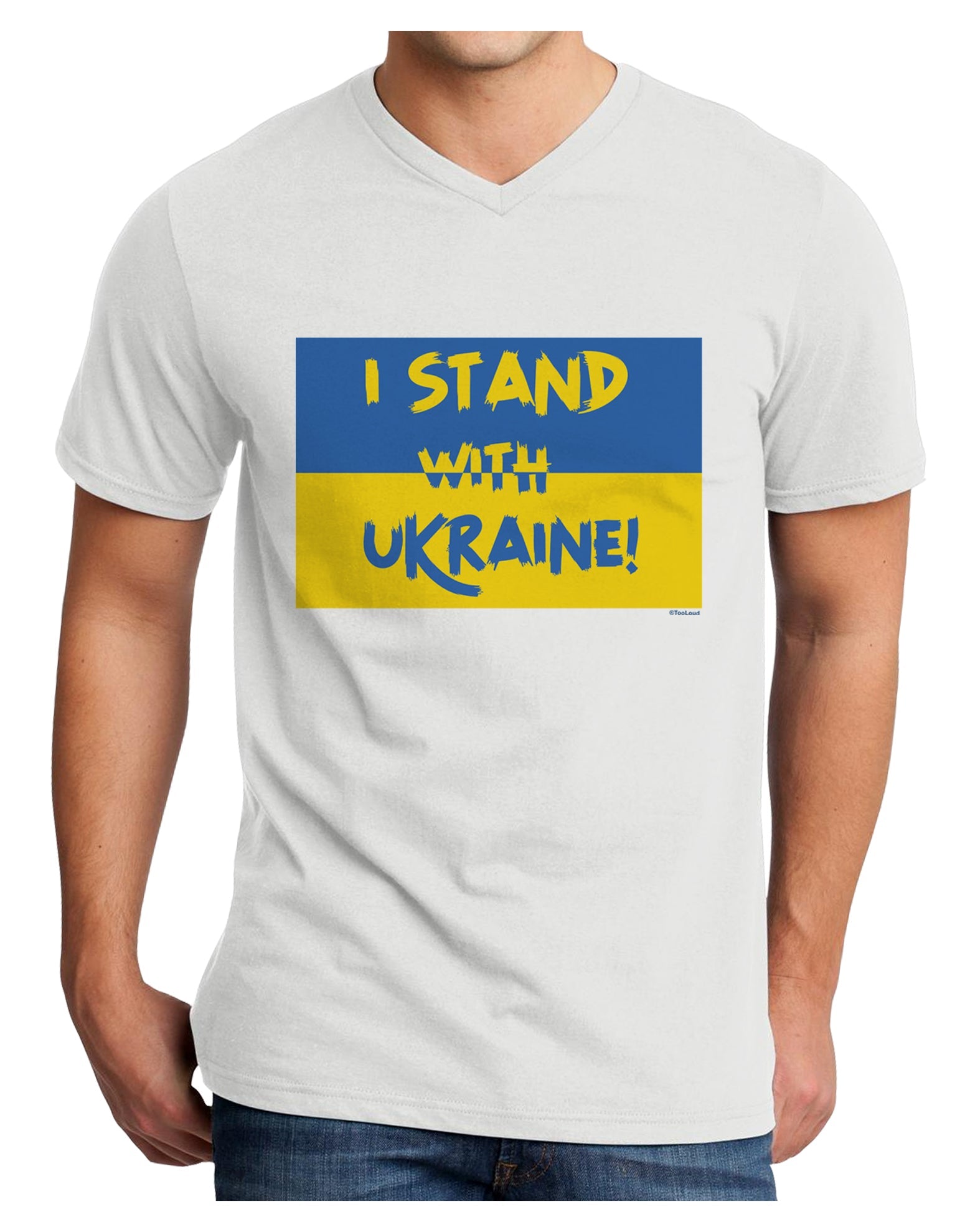 I stand with Ukraine Flag Adult V-Neck T-shirt