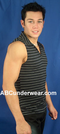 Johnny Collar Pinstripe Muscle Shirt