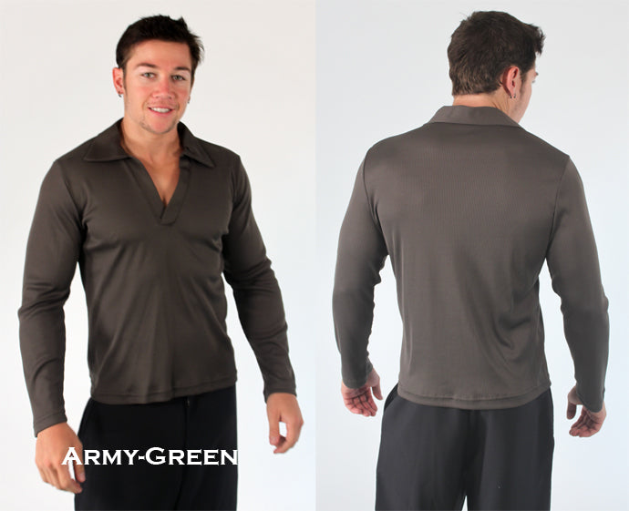 Johnny Collar Rib Long Sleeve Shirt