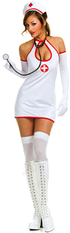Keyhole bare back nurse dress with gloves - Closeout-Music Legs-ABC Underwear