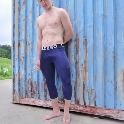 Shop LOBBO Mens 3/4 Compression Gym/Yoga Tights Online - ABC Underwear