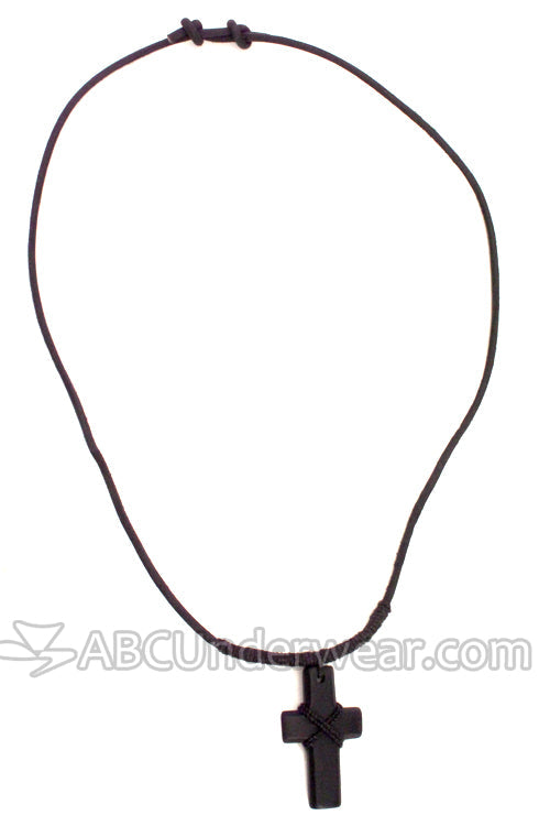 Leather Cord Monk Cross Necklace