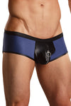 Leather Look Zipper Pouch Trunk - Blue and Black -Closeout-Male Power-ABC Underwear