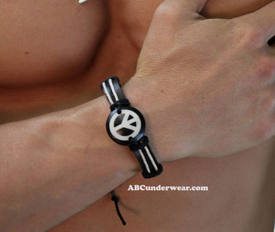 Leather Peace Bracelet - Blowout Deals