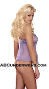 Lilac Baby Doll Set With Lace-Magic Silk-ABC Underwear