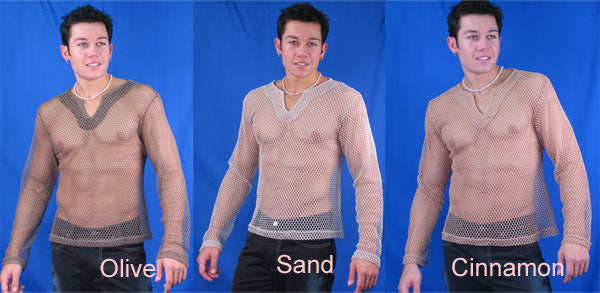 Long Sleeve Mesh Keyhole Shirt Large