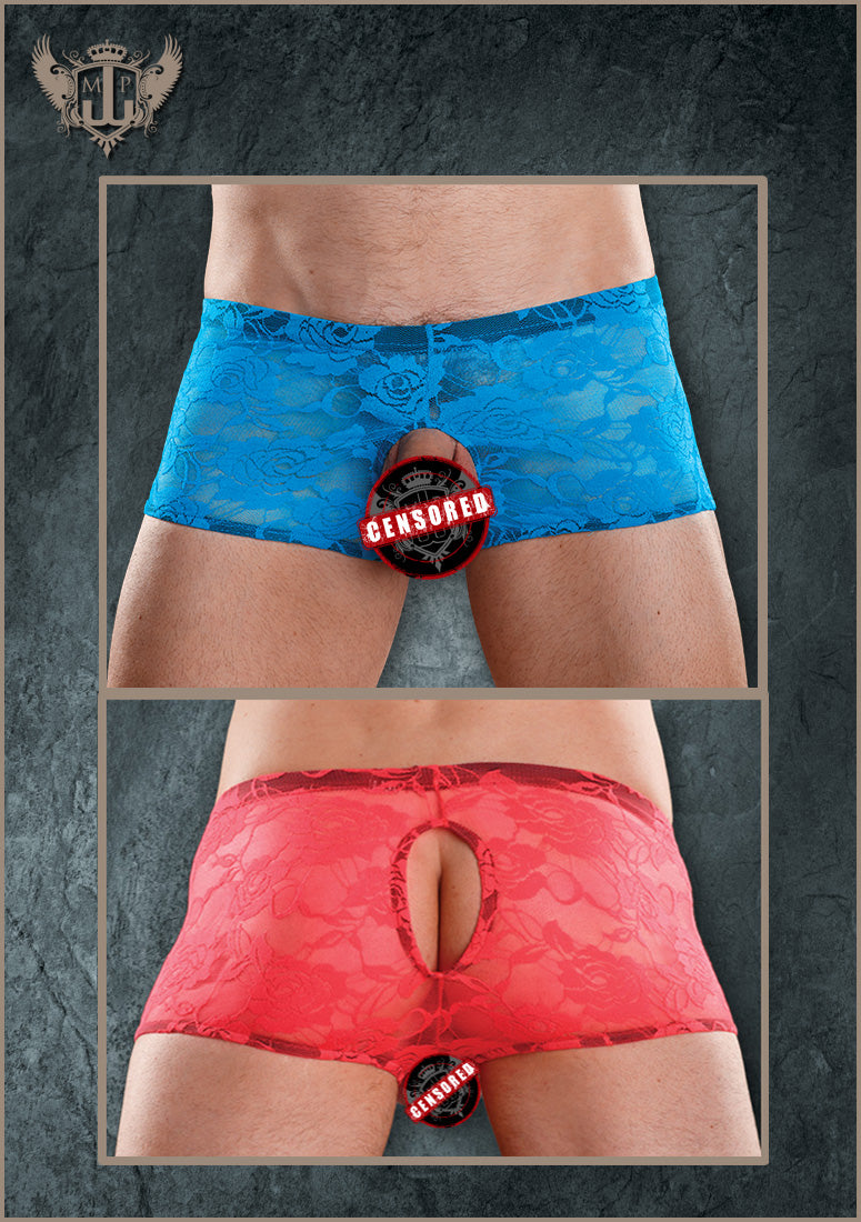 Male Power Double Pleasure Neon Lace Underwear Short -Closeout