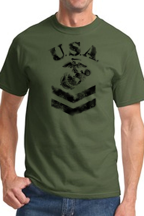 Marines Logo Faux Stenciled Shirt