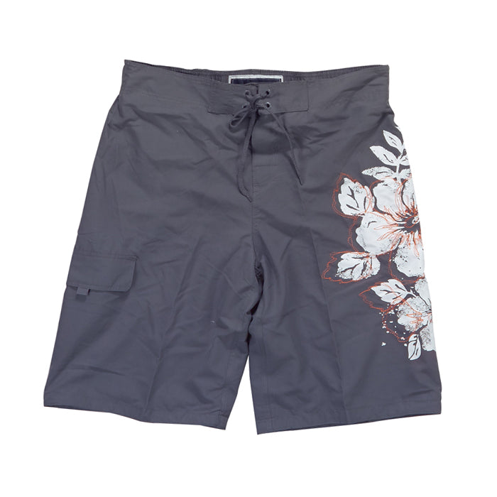 Men's Board Short - Swimsuit with Embroidery and Floral Print