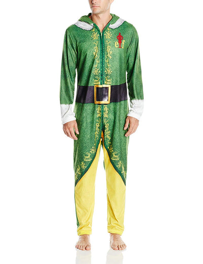 Men's Buddy The Elf Hooded Union Suit By Warner Brothers -Closeout