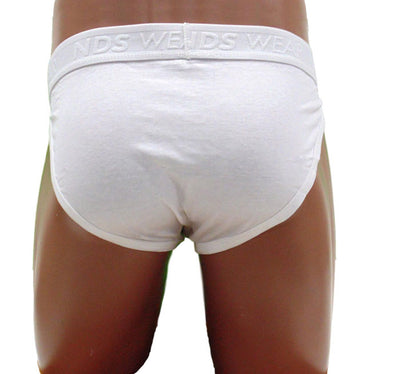 Mens Classic Flat Front String Bikini Brief Underwear - White - BLOWOUT SALE!