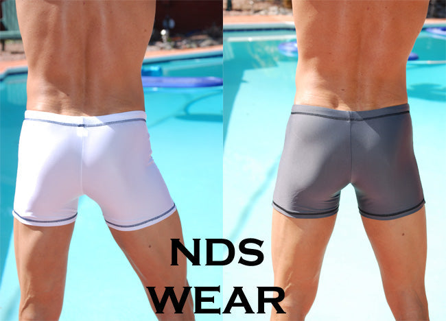 Mens Contrast Stitch Squarecut Swimsuit - Closeout