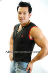 Mens Laceup Black Muscle Shirt - Closeout-NDS Wear-ABC Underwear