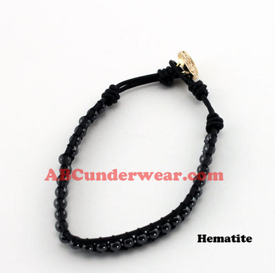 Men's Leather & Stone Bracelet-Mineralia-ABC Underwear