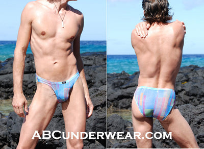 Men's Mesh Bikini Blue Graphic - 3XL Clearance-ABCunderwear.com-ABC Underwear
