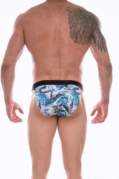 Men's Open Side Brief Underwear with Ocean Design - By NDS Wear-NDS Wear-ABC Underwear