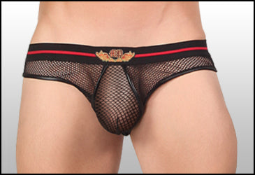 Men's Power Low-Rise Fishnet Thong with Pouch Enhancer-Male Power-ABC Underwear