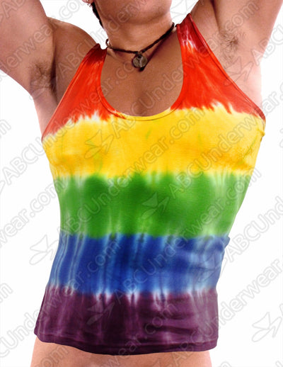 Mens Rainbow Tank Top Deep Cut Tie Dye Tank for Men - BLOWOUT SALE!