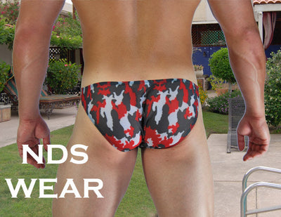 Mens Red Camo Sheer Pouch Bikini-NDS Wear-ABC Underwear