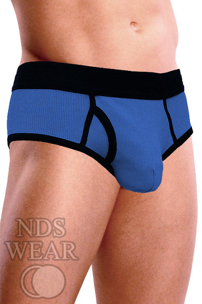 Mens Ribbed Pouch Brief - Blue and Black - Clearance-NDS Wear-ABC Underwear