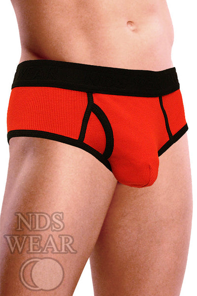 Mens Ribbed Pouch Brief - Red and Black - Clearance-NDS Wear-ABC Underwear