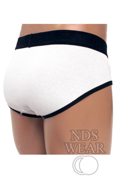 Mens Ribbed Pouch Brief - White and Black - Closeout-NDS Wear-ABC Underwear