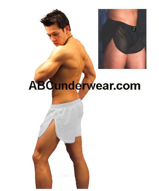 Mens Sexy Mesh Side Split Shorts