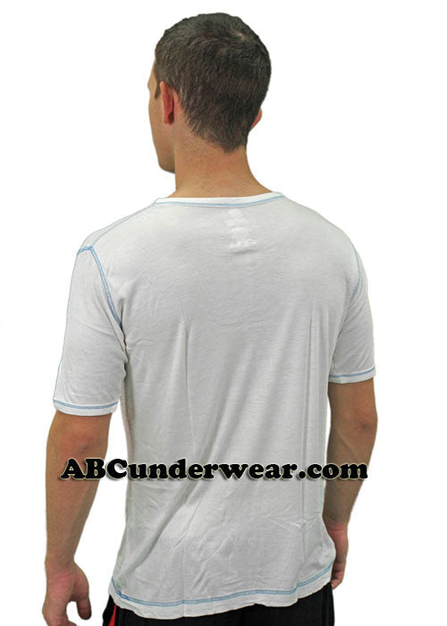 Mens Short Sleeved Front Button Viscose Tee -Closeout