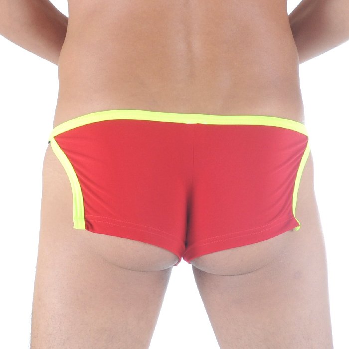 Men's Side Split Clip Easy-Off Mini Trunk Red-Yellow - BLOWOUT SALE!