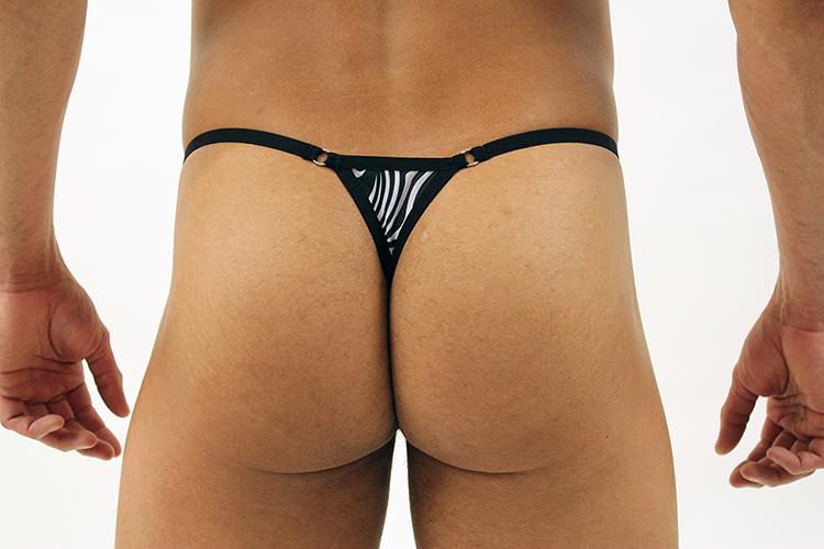 Men's Thong: Festivo Black Zebra Print G-string
