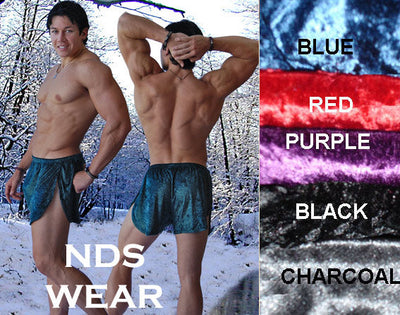 Mens Velvet Side Split Shorts-NDS Wear-ABC Underwear