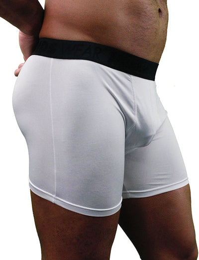 Mens White Boxer Briefs Polyester Underwear By NDS Wear - BLOWOUT SALE!