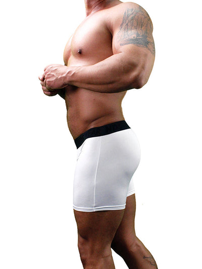 Mens White Boxer Briefs Polyester Underwear By NDS Wear - BLOWOUT SALE!