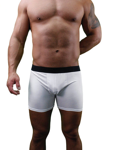 Mens White Boxer Briefs Polyester Underwear By NDS Wear - BLOWOUT SALE!