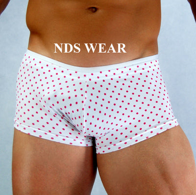 Men's White With Pink Dots Short Trunk - BLOWOUT SALE!