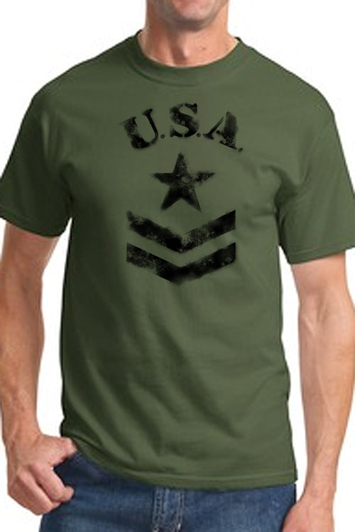Military Star Logo Faux Stenciled Shirt