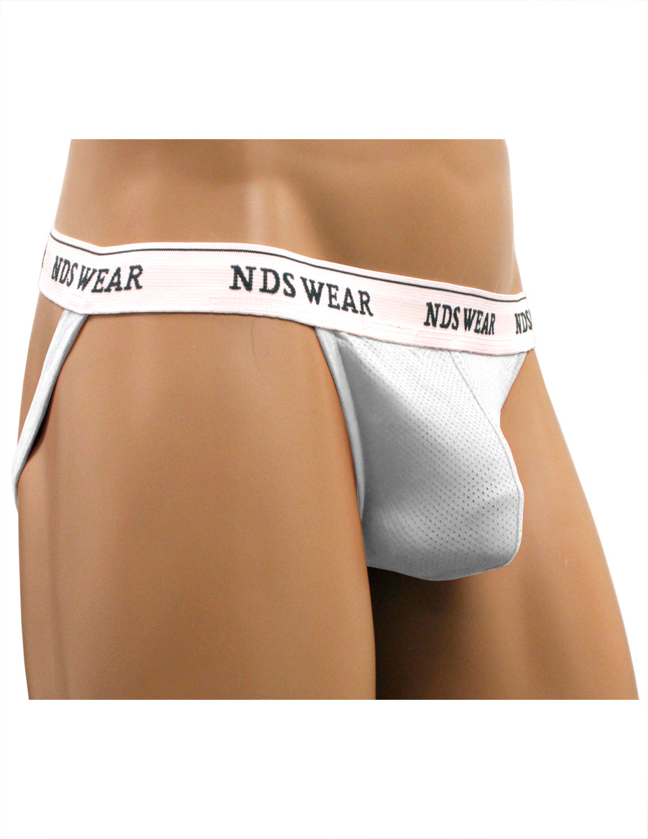 NDS Wear Cotton Mesh Mens Jockstrap White - ABC Underwear
