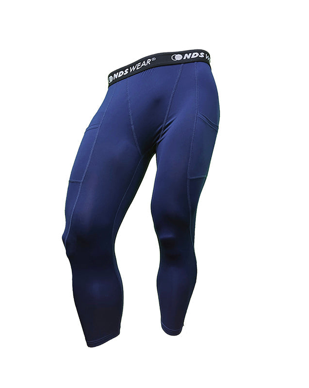 NDS Wear Men's 3/4 Compression Active Tights Color Navy