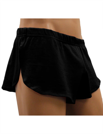 NDS Wear Mens Cotton Mesh Side Split Short Black-NDS Wear-ABC Underwear