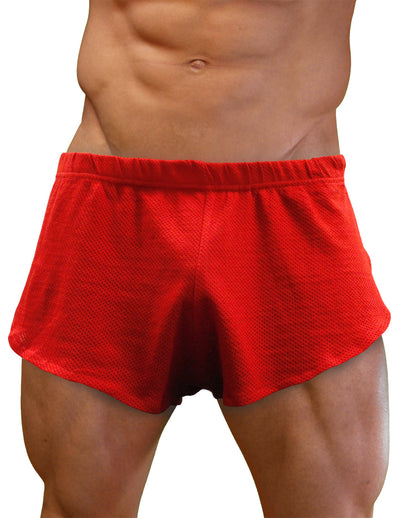 NDS Wear Mens Cotton Mesh Side Split Short Red-NDS Wear-ABC Underwear