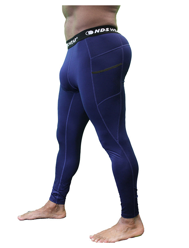 NDS Wear Men's Full Compression Tights Athletic Sport Pant Navy