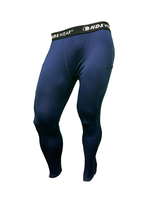 NDS Wear Men's Full Compression Tights Athletic Sport Pant Navy