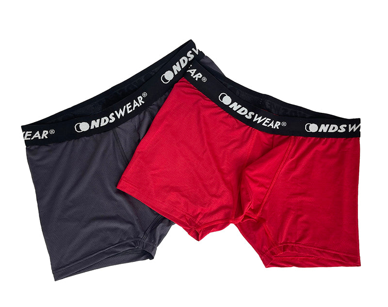 NDS Wear Sport Mesh Boxer Brief Underwear for Men 2 Pack Black/Red