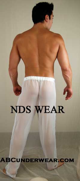 Men Sheer Mesh Long Pants See-through Sexy Underwear Lounge Pajamas Trousers  Pjs